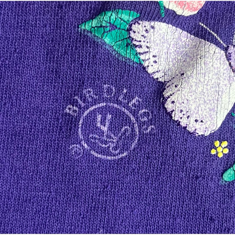Vtg Hanes Birdlegs Butterfly Heart Purple T-Shirt XL Single Stitch Made in USA - Picture 4 of 10